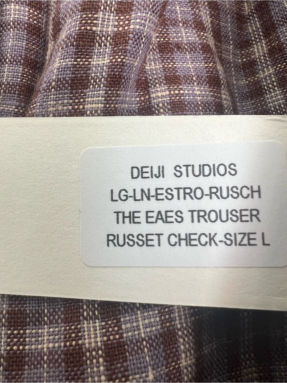 NWT Deiji Studios Ease Trousers in Russet Check - Size Large - Picture 7 of 7